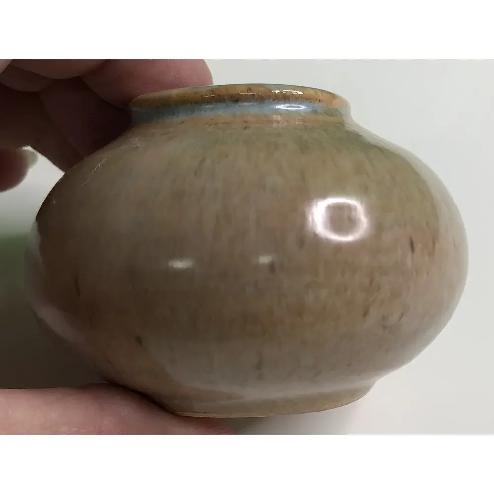 Vintage SHEARWATER Pottery Vase Jar Brown Blue Ocean Springs MS Mississippi